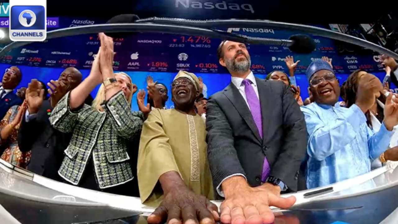 VIDEO: Tinubu Rings Nasdaq Stock Market Closing Bell In New York • Channels  Television