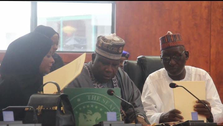 Executive Council Members comprising Secretary to the Katsina State Government, Chief of Staff Government House in the middle as well as State Attorney General and Commissioner for Justice