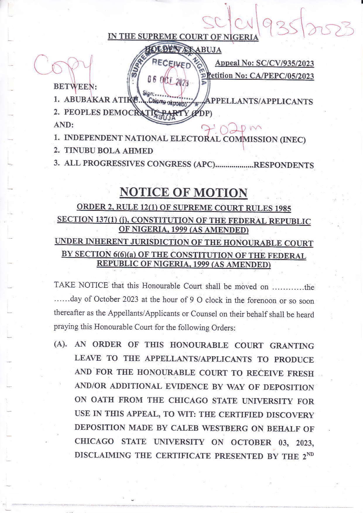 Alleged Forgery Atiku Applies To File Fresh Evidence Against