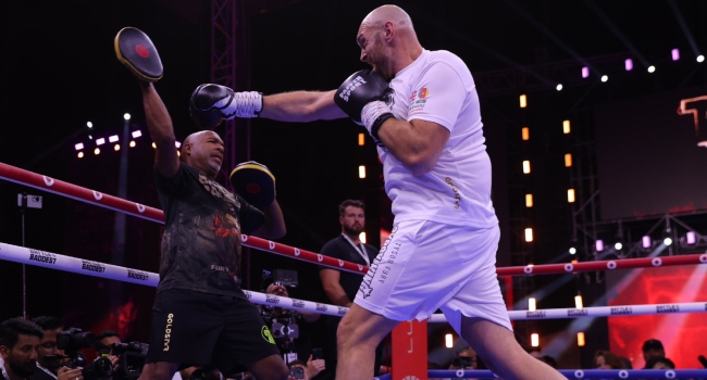 Tyson Fury at a Public Workout at the Kingdom Arena in Riyadh, Saudi Arabia