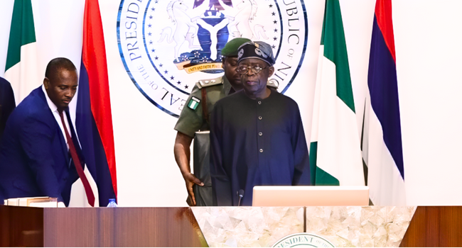 Photo of President Bola Ahmed Tinubu as he presides over the Federal Executive Council Meeting in Abuja, on October 16th 2023