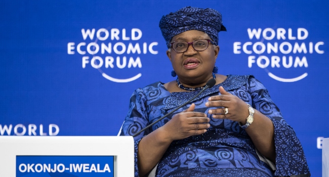 World Trade Organization (WTO) Director-General Ngozi Okonjo-Iweala attends a session at the World Economic Forum (WEF) meeting in Davos on January 17, 2024.