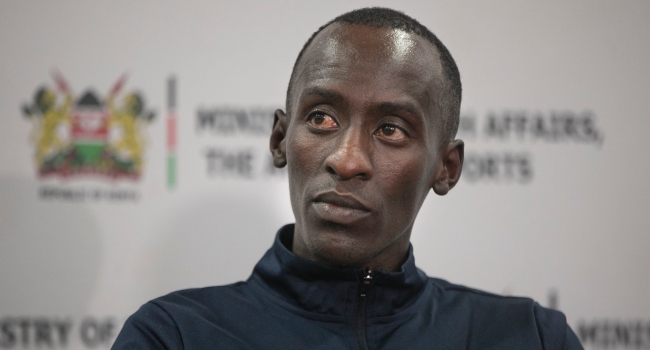 Chicago Marathon record holder, Kenyan athlete Kelvin Kiptum attends a press conference in the capital Nairobi on October 10, 2023. World marathon record holder Kelvin Kiptum and his coach Gervais Hakizimana have died in a car crash in western Kenya that left a third passenger also injured, police said on February 11, 2024.