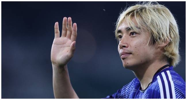 (FILES) Japan's midfielder Junya Ito reacts after the friendly football match between Germany and Japan at the Volkswagen Arena in Wolfsburg, central Germany, on September 9, 2023. (Photo by RONNY HARTMANN/AFP)