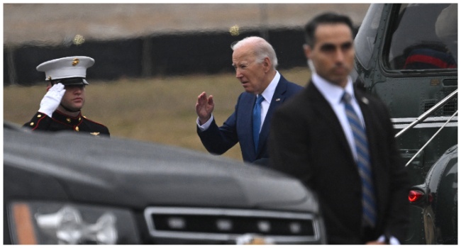 US President Joe Biden arrives at Walter Reed Army Medical Center in Bethesda, Maryland, for his routine annual physical, on February 28, 2024. (Photo by ANDREW CABALLERO-REYNOLDS / AFP)