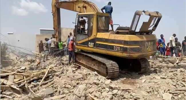 VIDEO: Three Dead, Several Trapped As Building Collapses In Kano