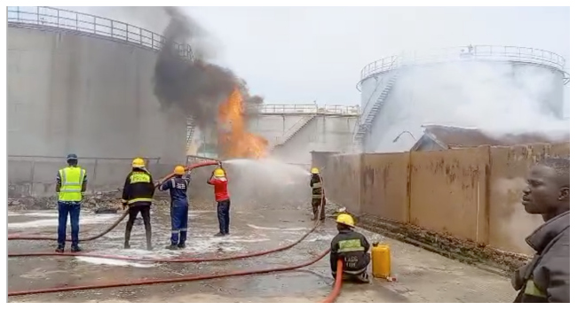 UPDATED: Fire Guts Depot At Apapa, Lagos