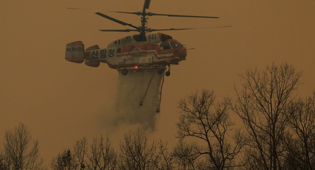 S. Korea Authorities Deploy Choppers, Troops To Battle Wildfire
