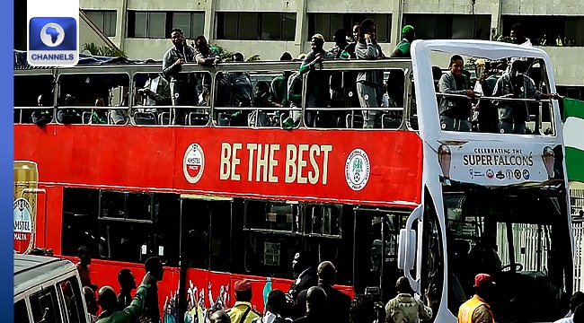 VIDEO: Super Falcons Parade WAFCON Trophy Through Lagos Streets