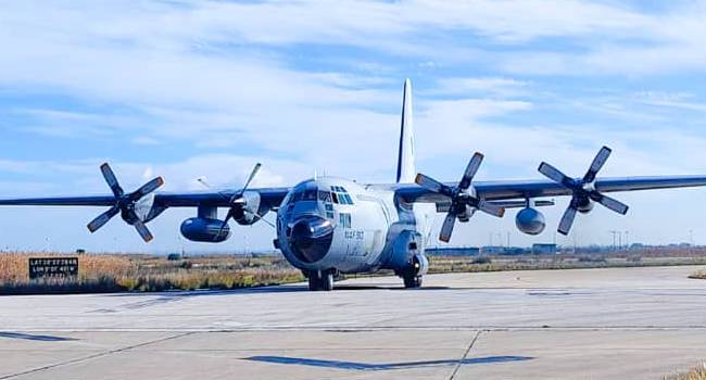 NAF C-130 Aircraft Lands In Portugal For Maintenance