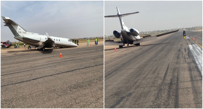 Private Jet Makes Emergency Landing At Kano Airport After Nose Wheel Collapse