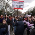 Thousands March For Women’s Rights And Against Mideast War