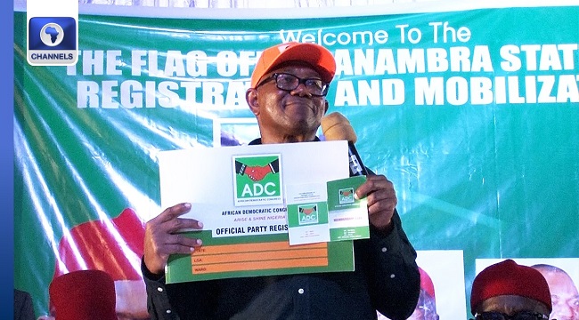 Obi Officially Registers With ADC, Says 2027 Poll Will Be Nigerians Against Bad Leadership