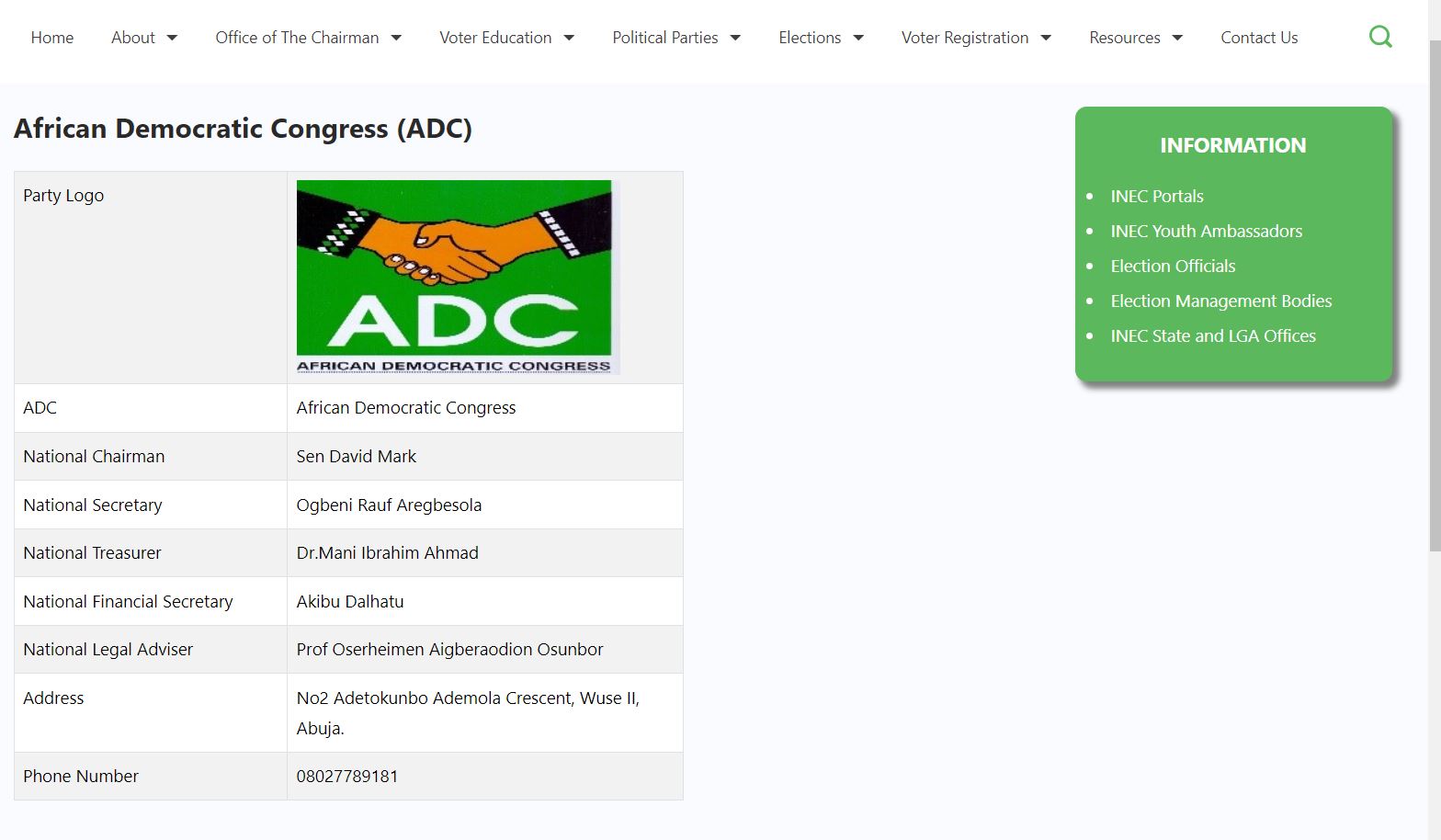 INEC Reinstates David Mark–Led ADC Leadership After Supreme Court Ruling