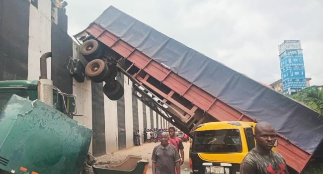 Truck Plunges Off Bridge in Anambra