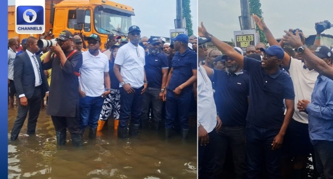 VIDEO: Sanwo-Olu Visits Displaced Residents In Flooded Ogombo Area Of Lagos